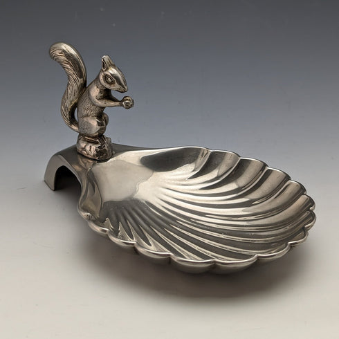 英國復古鍍銀松鼠裝飾貝殼堅果盤